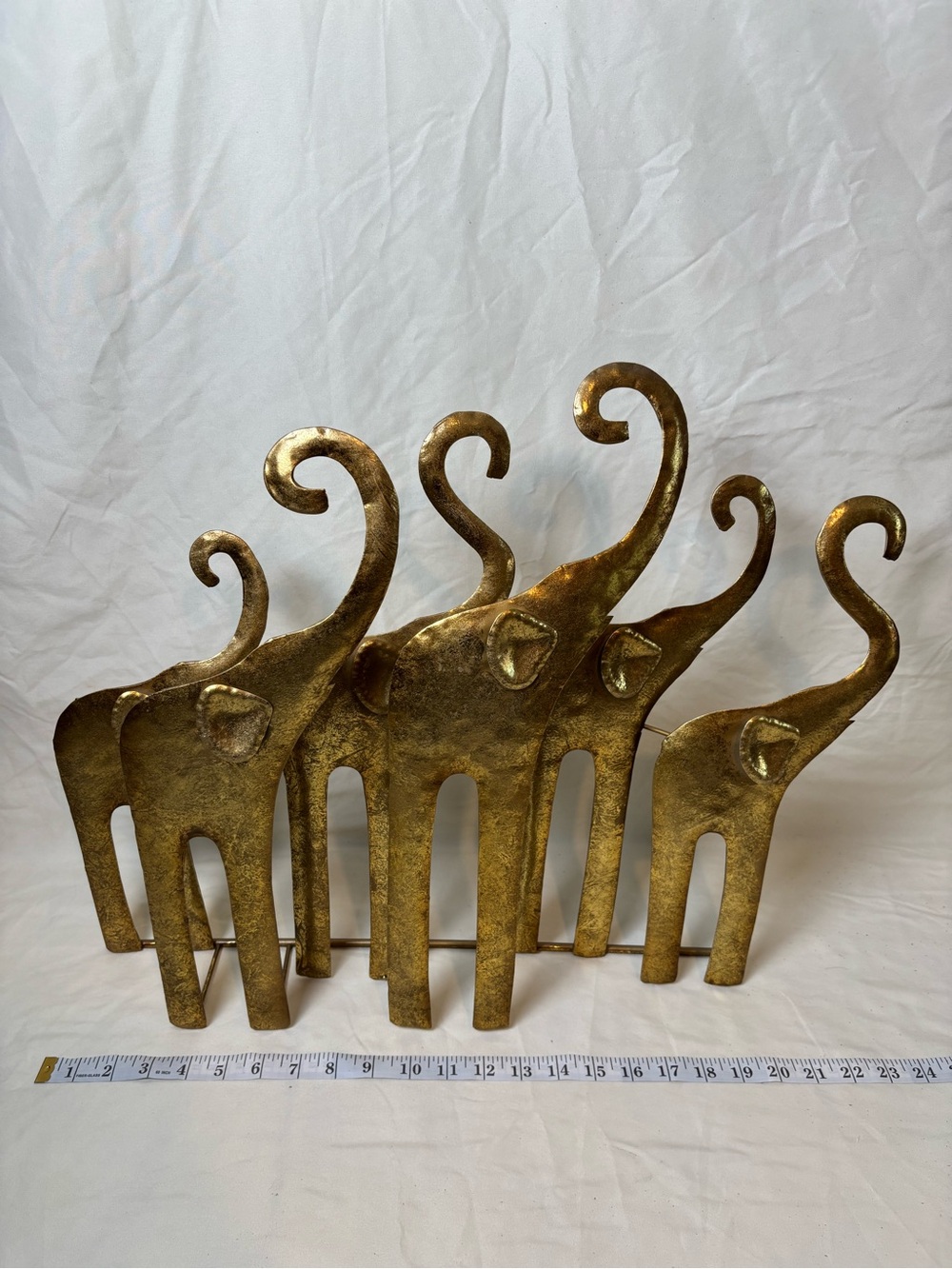 Gold Elephant Wall Decor Sculpture - Metallic Elephant Family